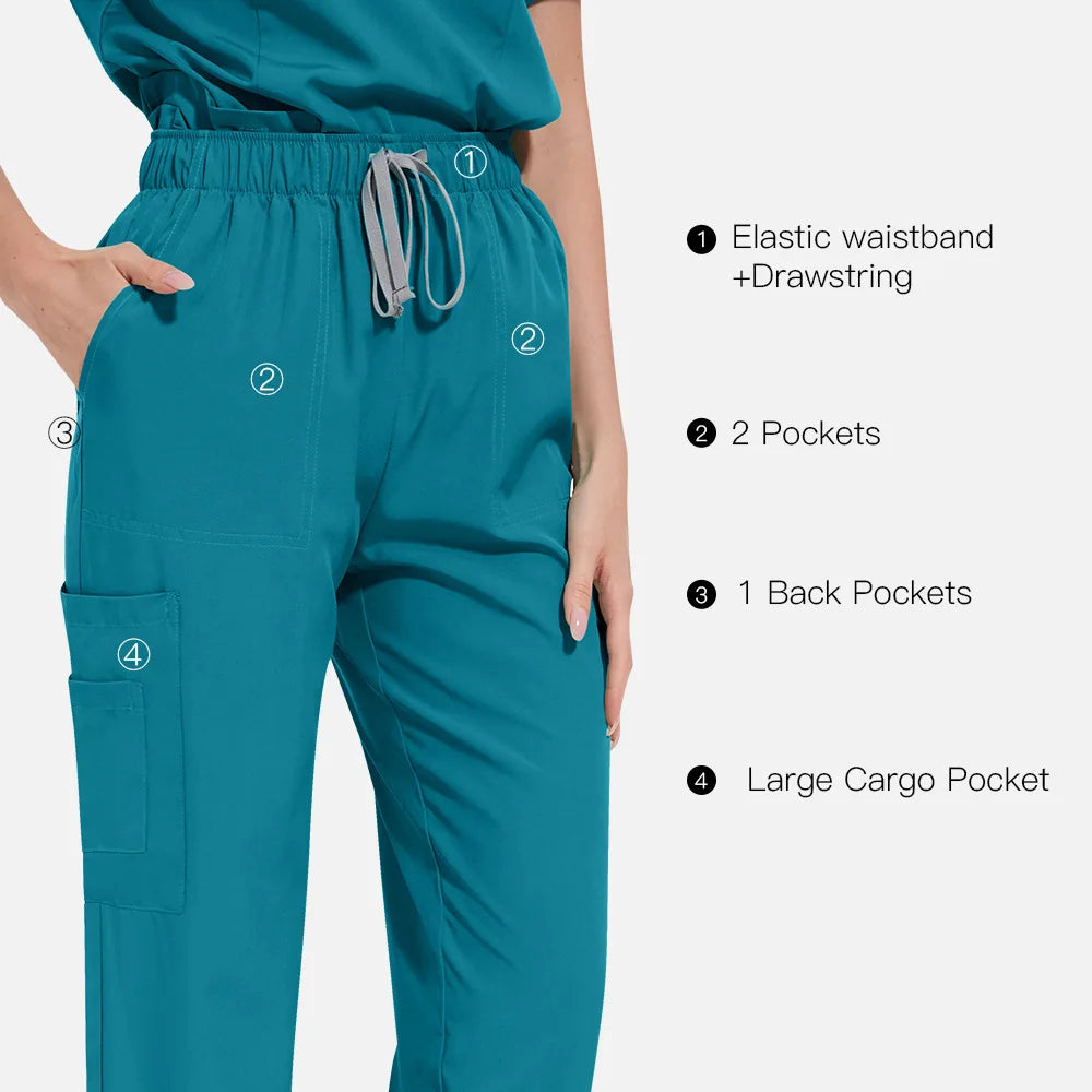 Black Collar Scrub Set