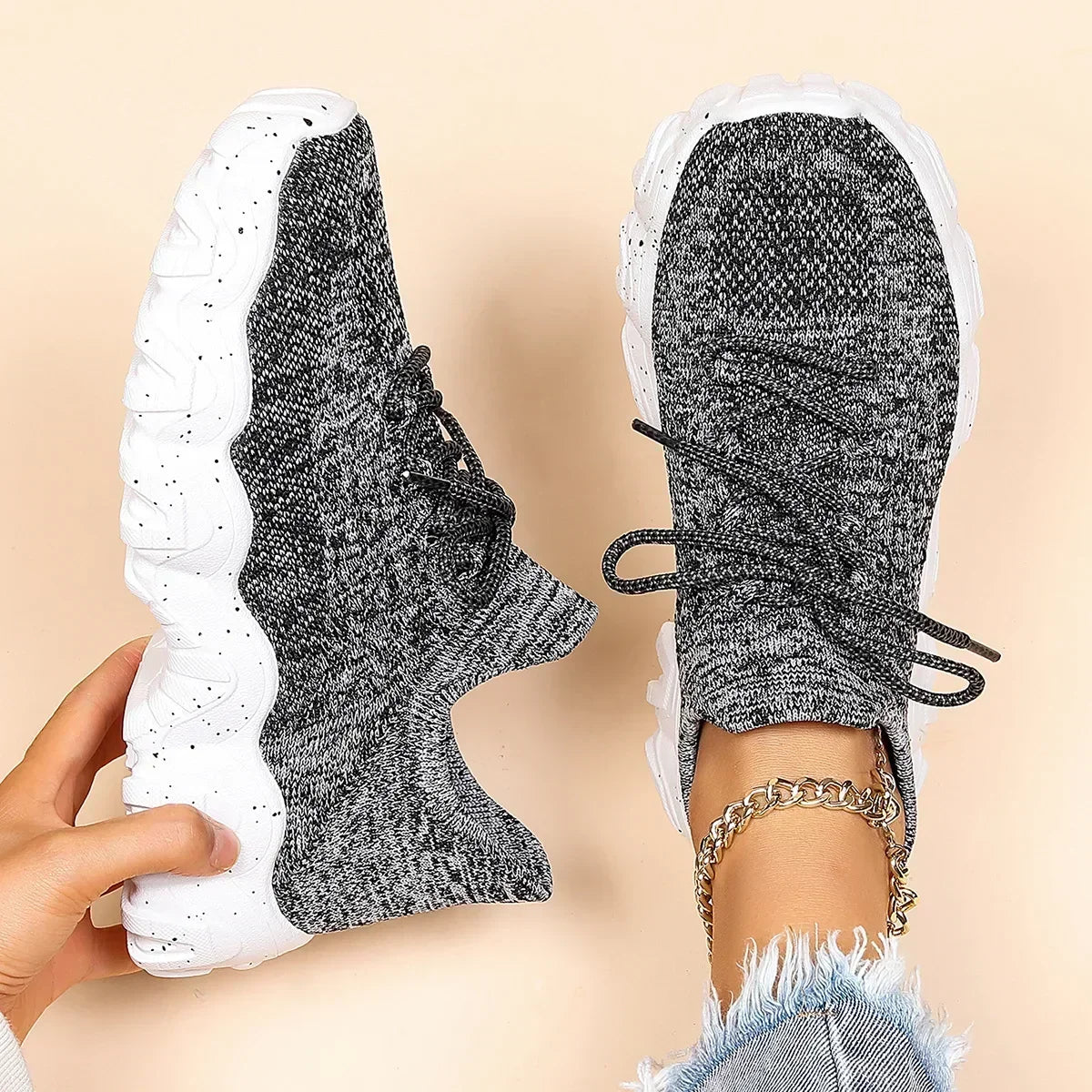Gray Air Mesh Sneakers